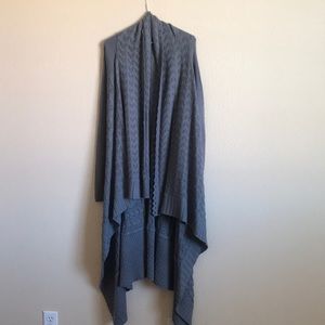 Full length long sleeve gray wrap sweater